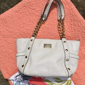 Michael Kors Cream Gold Leather Shoulder Bag